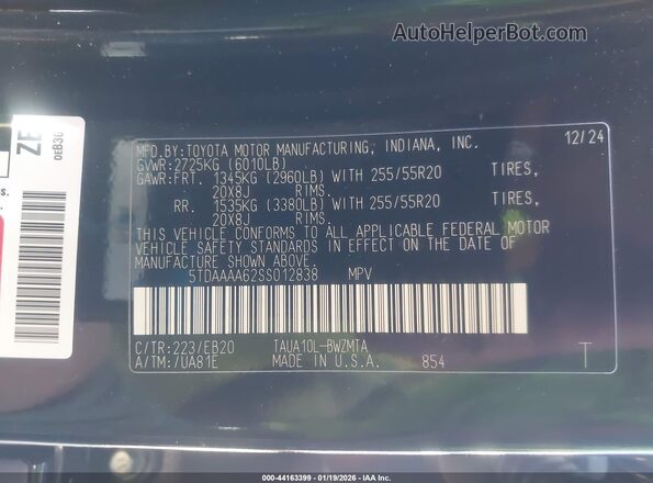 5TDAAAA62SS012838 2025 LEXUS TX 350 Black Շարժիչի բաժամունքի տեսք