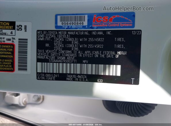 5TDAAAA67RS003711 2024 LEXUS TX 350 Белый Вид подкапотного пространства