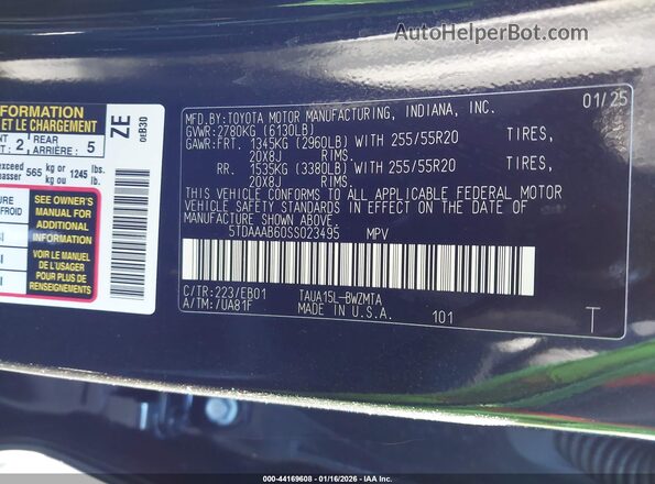5TDAAAB60SS023495 2025 LEXUS TX 350 Black Engine compartment view