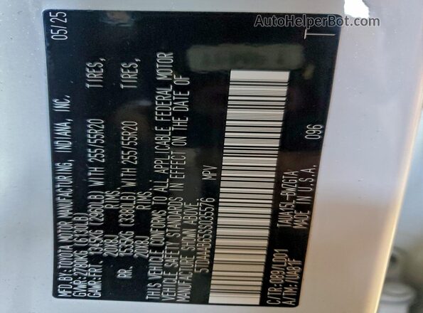 5TDAAAB65SS035576 2025 LEXUS TX White Vista interior de 360 grados