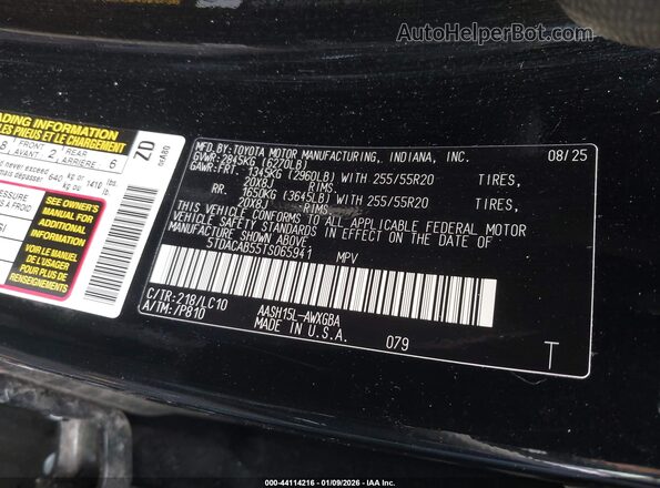 5TDACAB55TS065941 2026 TOYOTA LIMITED Черный Вид подкапотного пространства