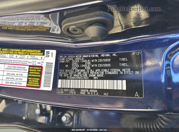 5TDDBRCH2MS531933 2021 TOYOTA LIMITED Blue 
