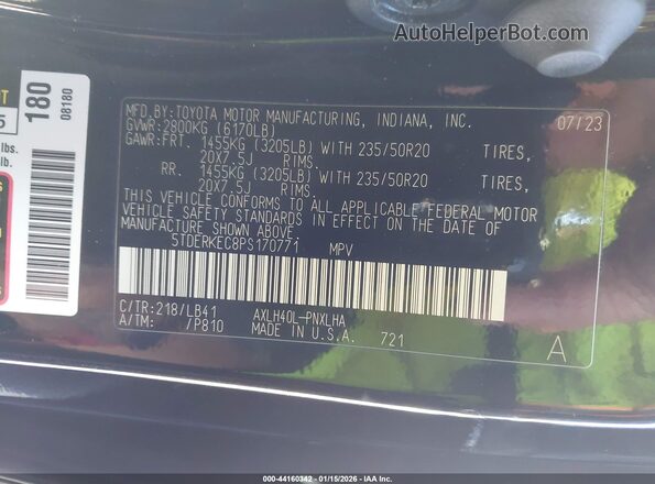 5TDERKEC8PS170771 2023 TOYOTA SIENNA Черный Вид подкапотного пространства