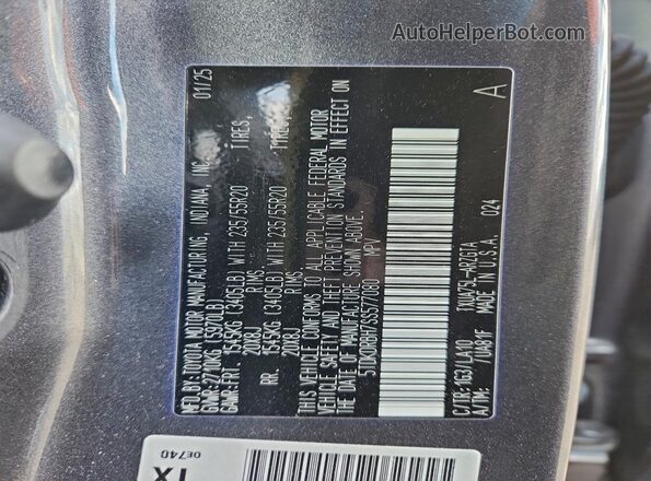 5TDKDRBH7SS577080 2025 TOYOTA LE Charcoal VIN კოდის სტიკერის ხედი
