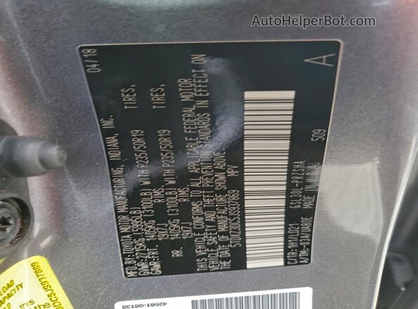 5TDXZ3DC5JS937869 2018 TOYOTA SIENNA Charcoal 