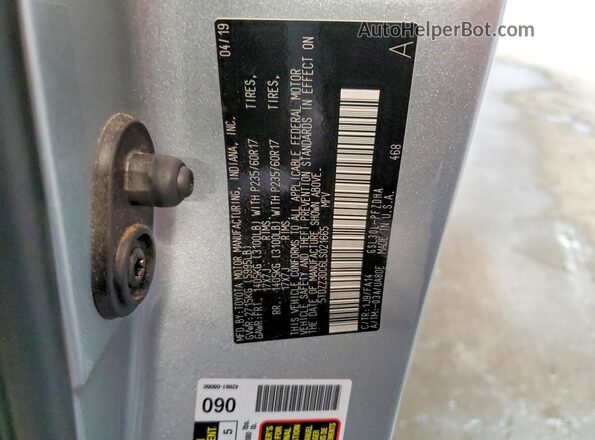 5TDZZ3DC6LS021665 2020 TOYOTA SIENNA Silver Vista de la etiqueta del VIN