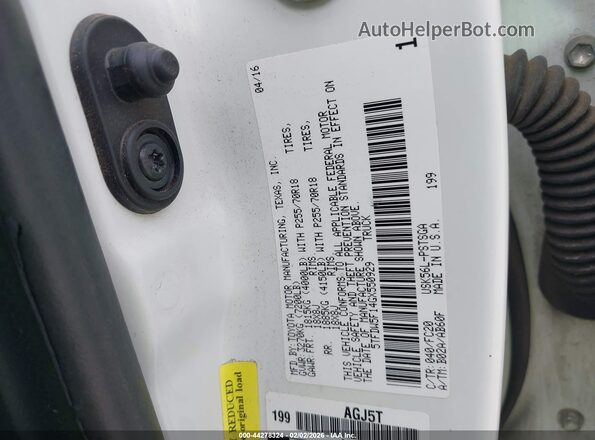 5TFDW5F14GX550929 2016 TOYOTA TUNDRA White Вид підкапотного простору