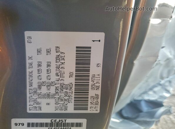 5TFDY5F12LX946524 2020 TOYOTA TUNDRA Gray VIN კოდის სტიკერის ხედი