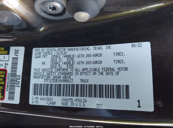 5TFJC5DB1NX008613 2022 TOYOTA LIMITED Brown 