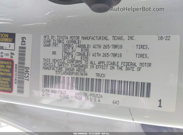 5TFLA5AB8PX019694 2023 TOYOTA TUNDRA Белый Вид подкапотного пространства