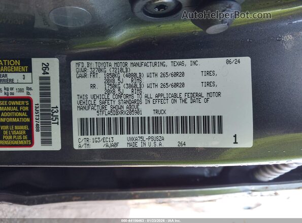 5TFLA5DBXRX205901 2024 TOYOTA TUNDRA Gray Widok komory silnika