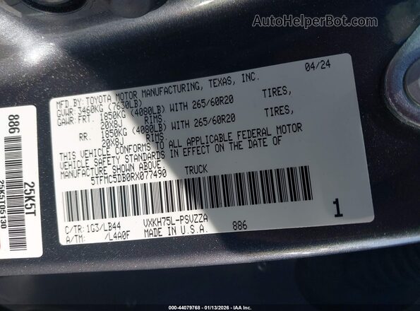 5TFMC5DB0RX077490 2024 TOYOTA TUNDRA HYBRID Gray Engine compartment view