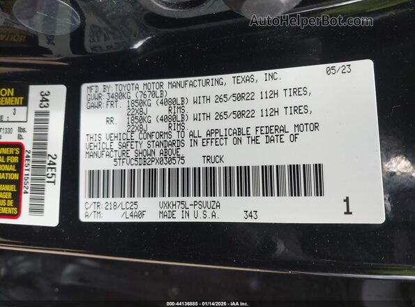 5TFVC5DB2PX030575 2023 TOYOTA TUNDRA HYBRID Black Widok komory silnika