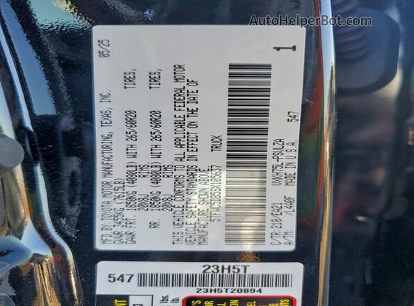 5TFWC5DB5SX105637 2025 TOYOTA LIMITED Black Widok naklejki z numerem VIN