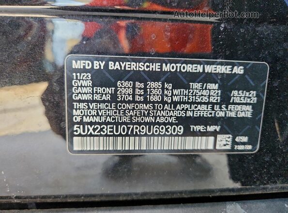 5UX23EU07R9U69309 2024 BMW X5 Black 360 interior view