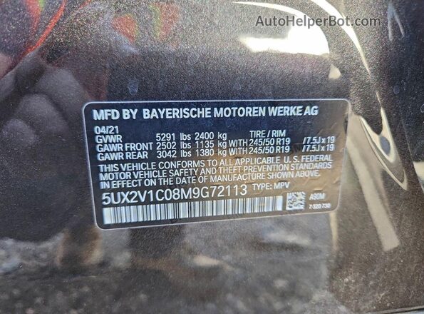 5UX2V1C08M9G72113 2021 BMW X4 Red 