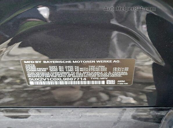 5UX2V1C0XL9B87714 2020 BMW X4 Gray 