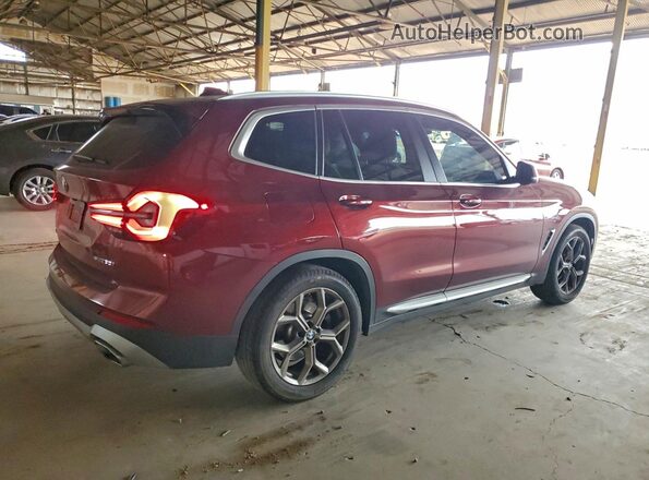 5UX43DP06N9K87898 2022 BMW X3 Burgundy Задня права чверть