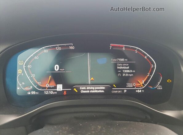 5UX53DP02N9M93322 2022 BMW X3 Black Widok zestawu wskaźników