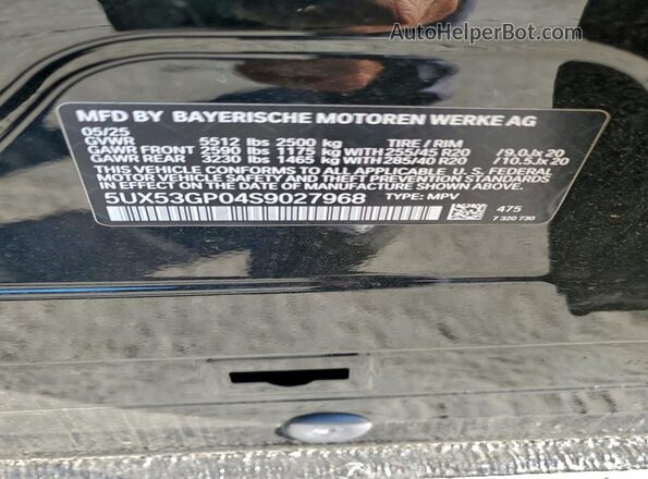 5UX53GP04S9027968 2025 BMW X3 Черный 