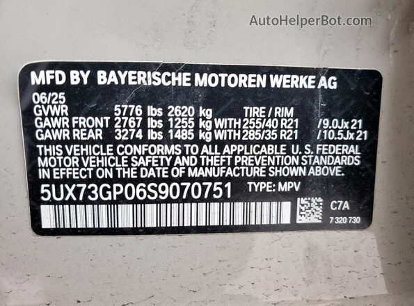 5UX73GP06S9070751 2025 BMW X3 Beige 