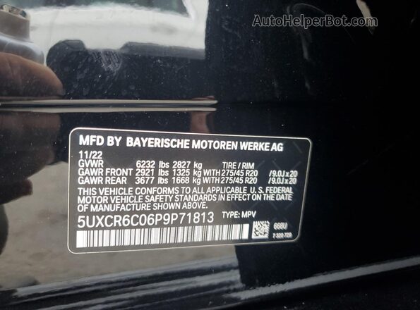 5UXCR6C06P9P71813 2023 BMW X5 Черный Панорамный вид салона 360°