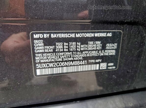 5UXCW2C06N9M88441 2022 BMW X7 Black 360 interior view