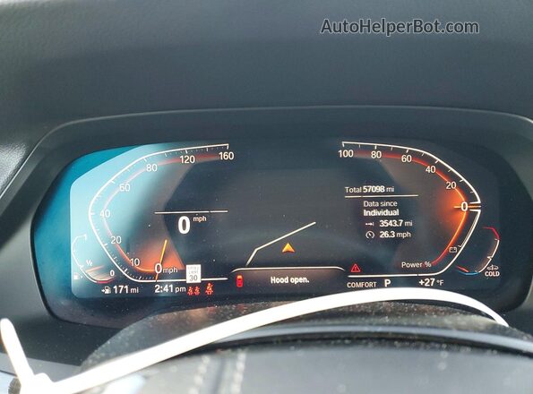 5UXCW2C0XM9F34452 2021 BMW X7 White Instrument cluster view
