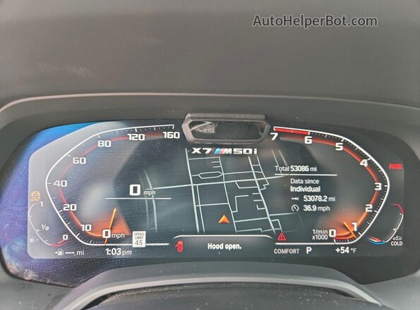 5UXCX6C04M9F41949 2021 BMW X7 Black Instrument cluster view