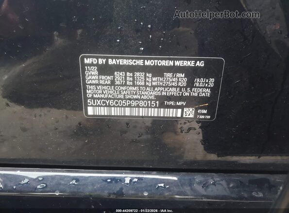5UXCY6C05P9P80151 2023 BMW X6 Black Widok komory silnika