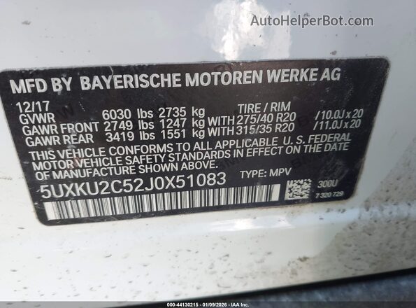 5UXKU2C52J0X51083 2018 BMW X6 Black 