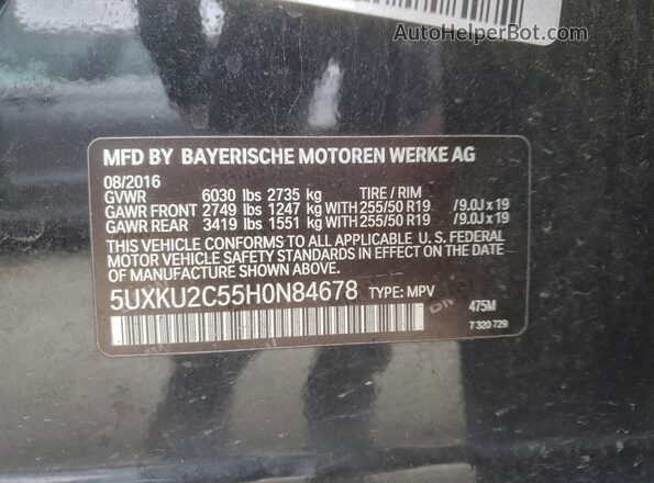 5UXKU2C55H0N84678 2017 BMW X6 Black 