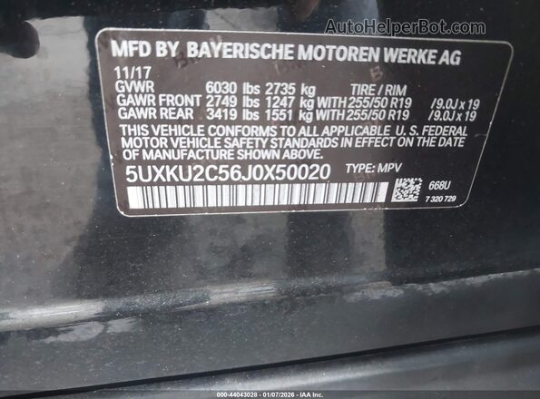5UXKU2C56J0X50020 2018 BMW X6 Черный Вид подкапотного пространства