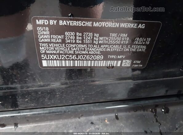 5UXKU2C56J0Z62089 2018 BMW X6 Black Engine compartment view