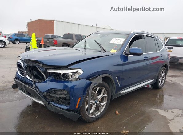 5UXTY3C06L9B36699 2020 BMW X3 Синий Передняя левая четверть