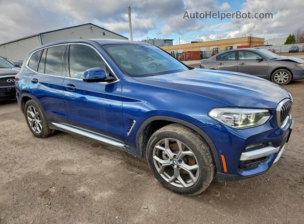 5UXTY5C00L9D10262 2020 BMW X3 Blue Delantero derecho
