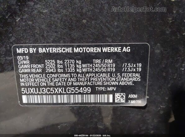 5UXUJ3C5XKLG55499 2019 BMW X4 Gray 