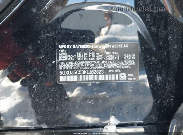 5UXUJ5C53KLJ62823 2019 BMW X4 Black Engine compartment view