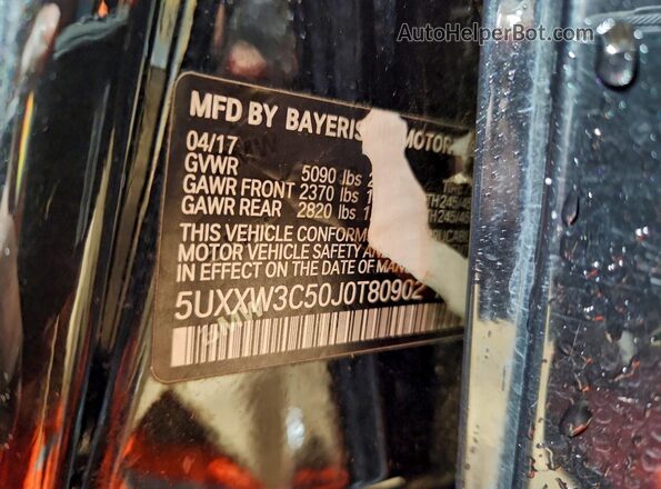 5UXXW3C50J0T80902 2018 BMW X4 Черный 