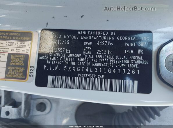 5XXGT4L31LG413261 2020 KIA OPTIMA White 
