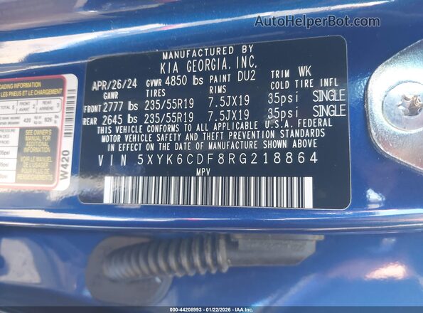 5XYK6CDF8RG218864 2024 KIA SPORTAGE Blue ძრავის განყოფილების ხედი