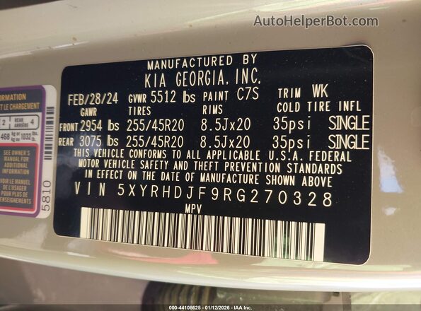 5XYRHDJF9RG270328 2024 KIA SORENTO Gray ძრავის განყოფილების ხედი