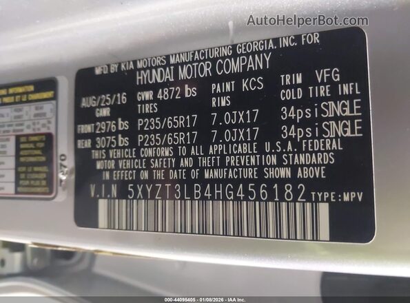 5XYZT3LB4HG456182 2017 HYUNDAI SANTA FE SPORT Silver 