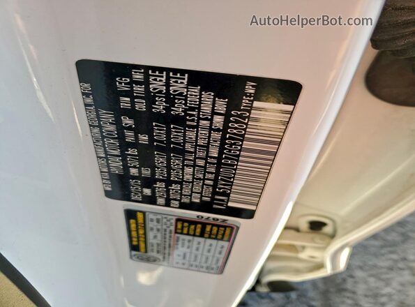 5XYZUDLB7GG378823 2016 HYUNDAI SANTA White VIN კოდის სტიკერის ხედი