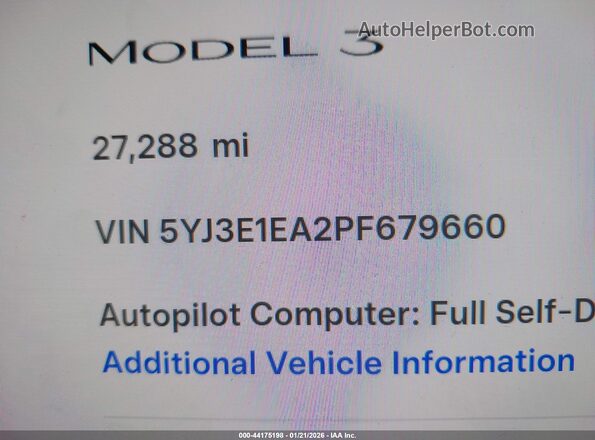 5YJ3E1EA2PF679660 2023 TESLA MODEL 3 Blue 