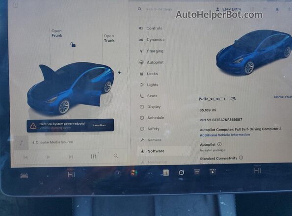 5YJ3E1EA7NF369887 2022 TESLA MODEL Blue 