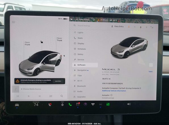 5YJ3E1EB0MF099215 2021 TESLA MODEL 3 White 