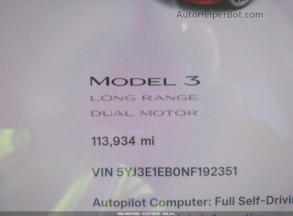 5YJ3E1EB0NF192351 2022 TESLA MODEL 3 Red 