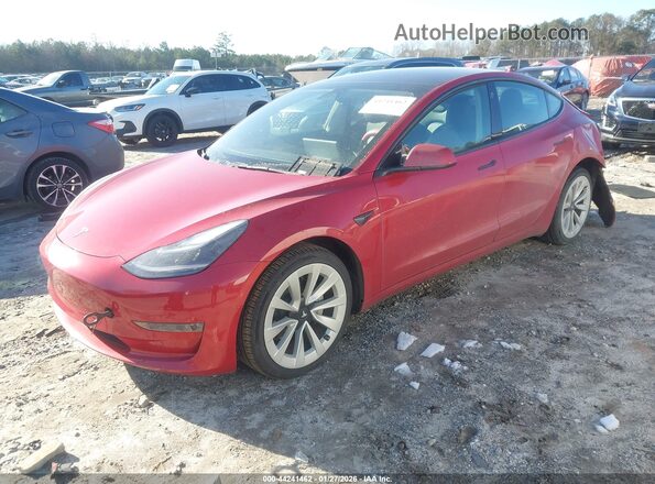 5YJ3E1EB0NF192351 2022 TESLA MODEL 3 Red Vista tres cuartos delantera izquierda