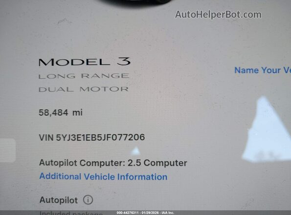 5YJ3E1EB5JF077206 2018 TESLA MODEL 3 Gray 